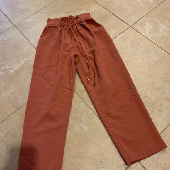 unknown | Pants & Jumpsuits | Rust Color Paper Bag Style Pants Size Xs ...